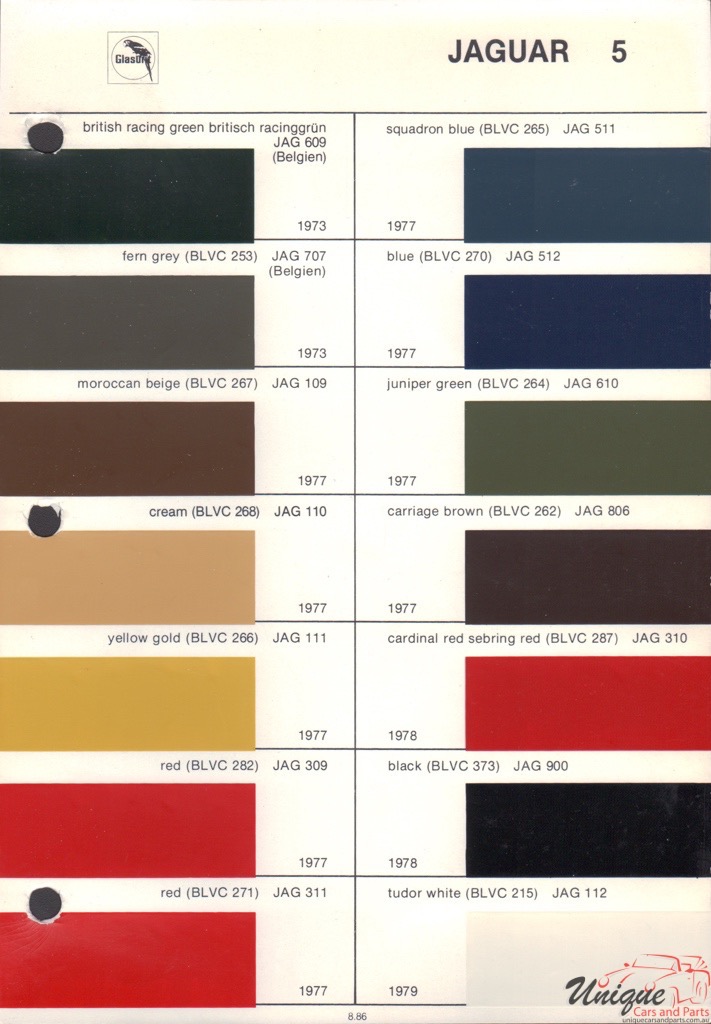 1974 Jaguar Paint Charts Glasurit 10
